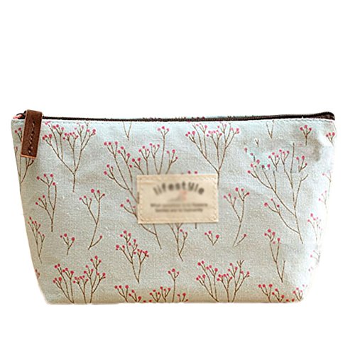 Lumanuby 1x Pequeño Floral Bolsa para Mujeres Bolso de Cosmético Maquillaje Viaje Viaje Bolsa de Cosmética Bolsa para Niñas niños Organizador Neceser Bolsa Azul Claro,18 * 8 * 3cm