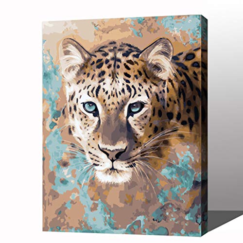 MADE4U - Kit de pintura por números con pinceles y pinturas (Leopard HHGZGX22830)