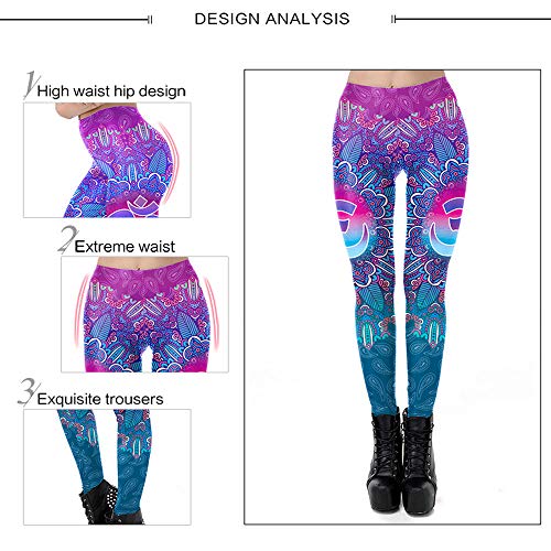 Magreat - Mallas deportivas para mujer, cintura alta, pantalones de yoga, pantalones ajustados para correr, talle alto, diseño de flores, Primavera-Verano, Mujer, color Multicolor, tamaño L