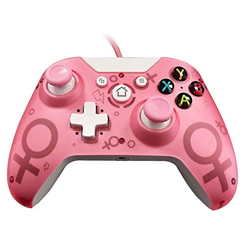 Mando Xbox One, Xbox One S, One X, Xbox One Elite Controlador cableado Compatible con Windows PC 7/8/10, Xbox One Controller Soporte y Controles de Audio (Pink)