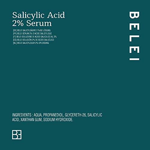 Marca Amazon - Belei - Sérum de ácido salicílico 2%, 94.75% ingredientes naturales, vegano, 30 ml