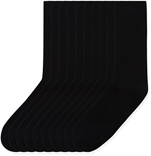 Marca Amazon - find. Calcetines Básicos Hombre, Pack de 10, Negro (Black), 39-43.5 EU, Label: 6-9.5 UK