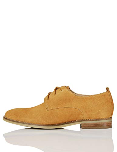 Marca Amazon - FIND Leather Zapatos de Cordones Brogue, Marrón (Tan), 40 EU