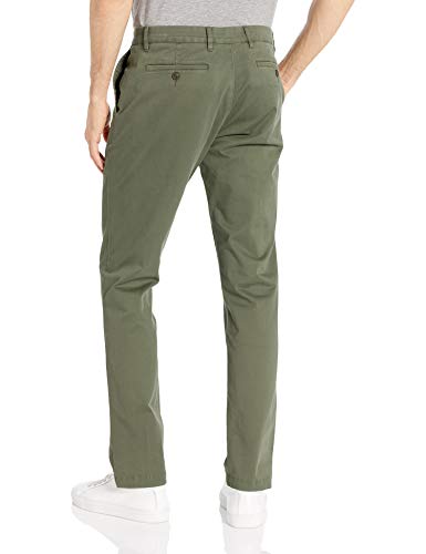 Marca Amazon - Goodthreads - Pantalón chino elástico de corte entallado, con efecto lavado y cómodo para hombre, Verde oliva, 29W x 32L