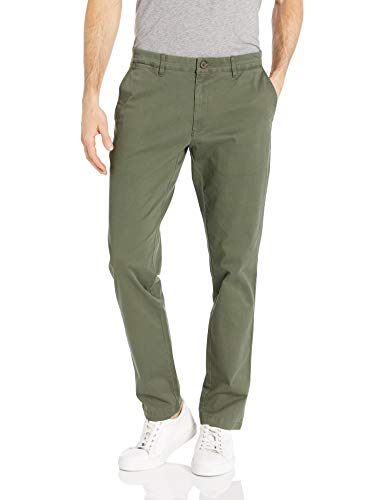 Marca Amazon - Goodthreads - Pantalón chino elástico de corte entallado, con efecto lavado y cómodo para hombre, Verde oliva, 29W x 32L