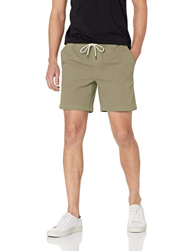 Marca Amazon - Goodthreads: pantalones cortos de lona elásticos para hombre con tiro de 18 cm., Verde oliva, US S (EU S)