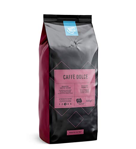 Marca Amazon - Happy Belly Café de tueste natural en grano "Caffè Dolce" (2 x 500g)