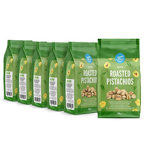 Marca Amazon - Happy Belly Pistachos tostados y salados, 6x250g