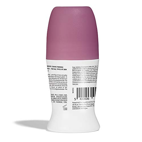 Marca Amazon - Solimo Roll-on antitranspirante, cuidado delicado con perfume de rosas, Paquete de 6 (6 x 50 ml)