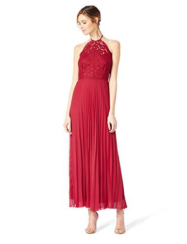 Marca Amazon - TRUTH & FABLE Vestido Largo de Encaje Mujer, Rojo (Jester Red), 38, Label: S