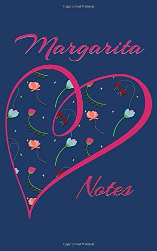 Margarita Notes: Personalized Journal with Her Name (Heart/Flower Design on Navy Blue)