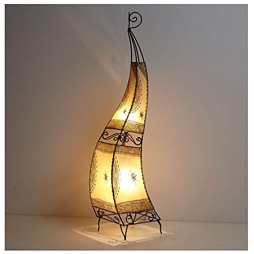 Marrakesch Henna lámpara marroquí piel lámpara pintadas a mano pie Handmade lámpara de pie de cuero auténtico XL Henna lámpara Ibis H120 Natural