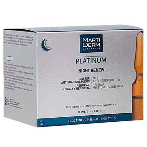 Martiderm Ampollas Platinum Night Renew | 30 Unidades | Ampollas Martiderm Exfoliantes | Renueva, Hidrata y Reafirma