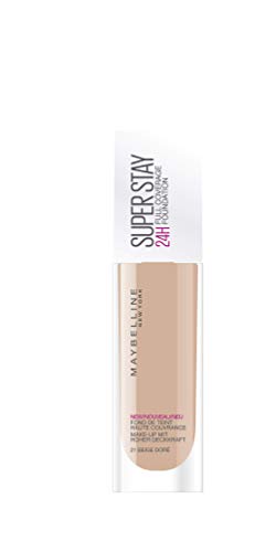 Maybelline Superstay 24H Foundation 21 Nude Beige Frasco dispensador Líquido - base de maquillaje (Nude Beige, Piel mixta, Piel seca, Piel normal, Piel grasosa, Piel sensible, Frasco dispensador, Líquido, Natural, 24 h)