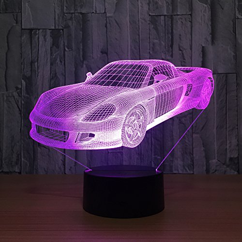 MCJDF Supercar Lámpara de mesa Ferrari 7 colores que cambian la lámpara de escritorio Lámpara 3D La novedad llevó las luces de la noche Luz de led