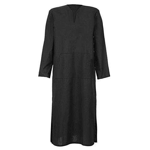 Mens Kaftan étnico, Trajes de los Hombres de una Sola Pieza Floja de Manga Larga de la Vendimia del Vestido Ocasional árabe Vestidos de Bata árabes