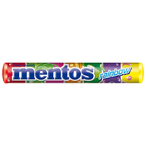 Mentos Frutas Rainbow, Caramelo Masticable con Zumo de Frutas - 20 unidades de 38 gr. (Total 760 gr.)