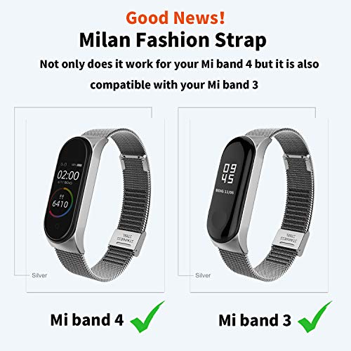 Mi Band 3 Correa de Metal BDIG Pulsera para Xiaomi Mi Band 3 Correa de Acero Inoxidable Agradable (No Host) (Melan Plata)