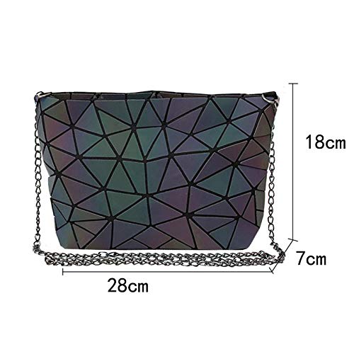 Millya - Bolso de mano geométrico, diseño de cadena holográfica, para mujer, color Beige, talla Talla única
