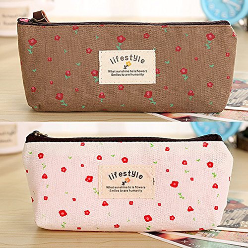 MINGZE 4 piezas caja de lápiz portalápiz,Lona Bolígrafo Estuche de lápices, papelería Bolsos cosméticos Estuche floral fresco