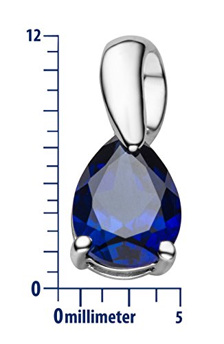 Miore Collar de Oro Blanco de 9K (375) con Zafiro para Mujer, 45 cm, Plateado (Azul)