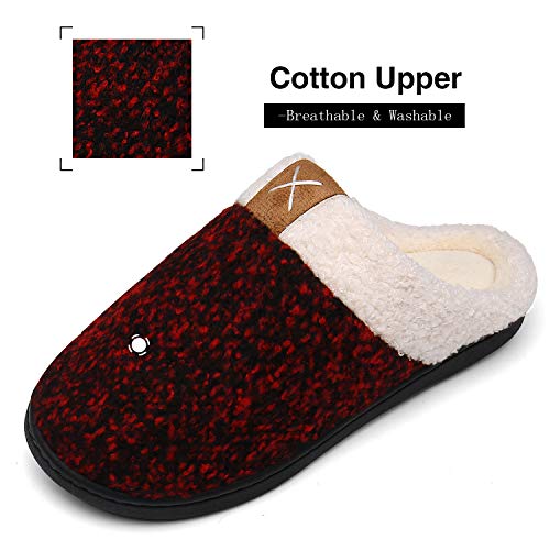 Mishansha Pantuflas Hombre Zapatillas de Estar por Casa para Mujer Invierno Antideslizantes CáLido Cómodas Memory Foam Slippers Rojo Marrón Gr.38/39