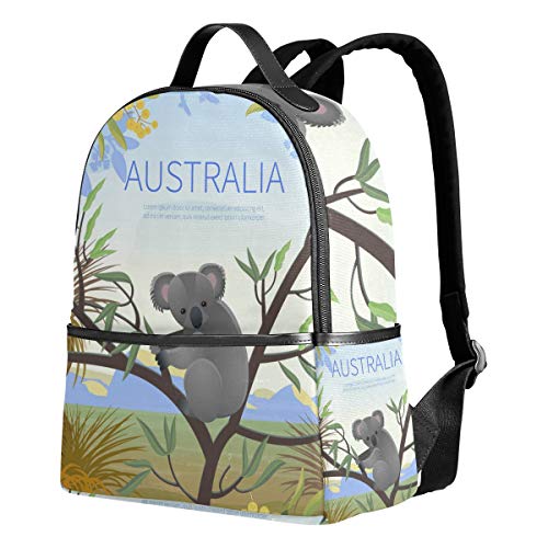 Mochila escolar ligera ISAOA, mochila casual para jóvenes, adolescentes y niños, bolsas australianas de acacia Koala Acacia flores