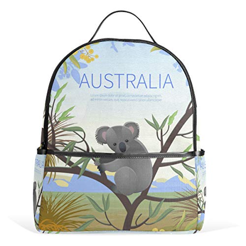 Mochila escolar ligera ISAOA, mochila casual para jóvenes, adolescentes y niños, bolsas australianas de acacia Koala Acacia flores