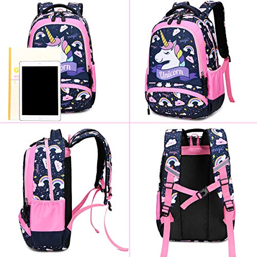 Mochila Unicornio Niña Mochila Infantil niña Mochilas Escolares Mochila Estudiantes Bolso para Chicas para La Escuela,Viajes,Intemperie (Rosa)