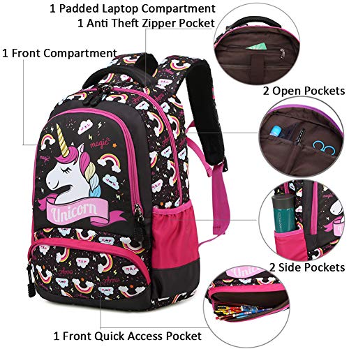 Mochila Unicornio Niña Mochila Infantil niña Mochilas Escolares Mochila Estudiantes Bolso para Chicas para La Escuela,Viajes,Intemperie (Rosa)