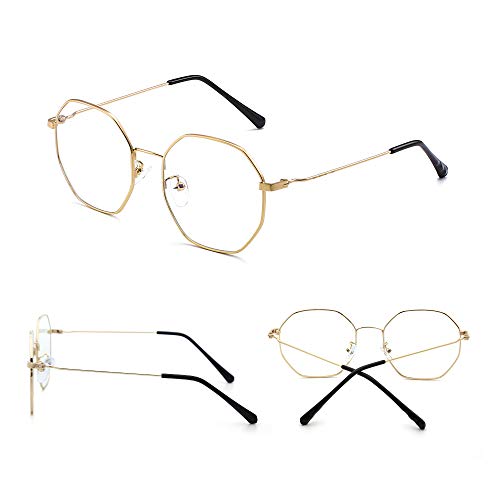 Moda Diseñador Metal Gafas Óptico Marco Anti Luz Azul Anteojos Computadora Protección Para Los Ojos Mujer Dorado