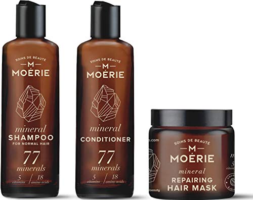 Moerie Mineral Shampoo And Conditioner Plus Hair Mask Pack – The Ultimate Hair Care Set – For Longer, Thicker, Fuller Hair - Vegan Hair Products – Paraben Free Hair Products