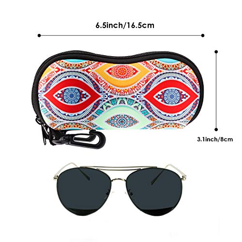 MoKo Bolsa de Gafas, [Ultra Ligero] Estuche de Almacenamiento de Lentes Cremallera de Neopreno Clip de Cinturon, Fundas para Anteojos Bolso Maquillaje Bolsillo para Llaves Lápiz Tarjetas - Nacional