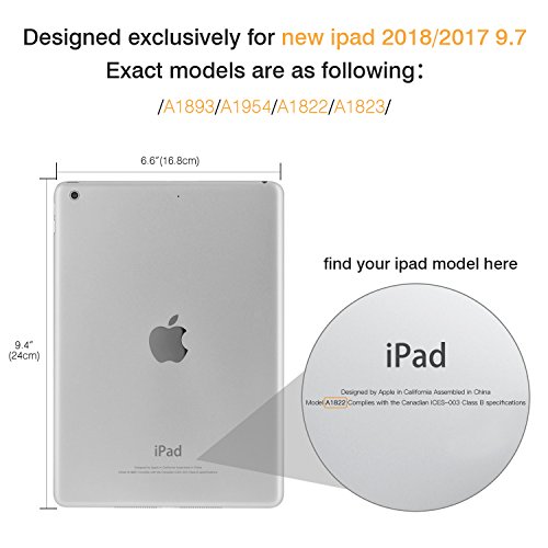 MoKo Funda para 2018/2017 iPad 9.7 6th/5th Generation - Ultra Slim Función de Soporte Protectora Plegable Smart Cover Trasera Transparente Durable - Flor de melocotón (Auto Sueño/Estela)