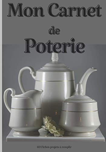 Mon Carnet de Poterie - 60 fiches projets à remplir: Cahier pour noter et répertorier ses créations céramique | Idée cadeau à offrir aux passionnés | Thème fond gris set à café