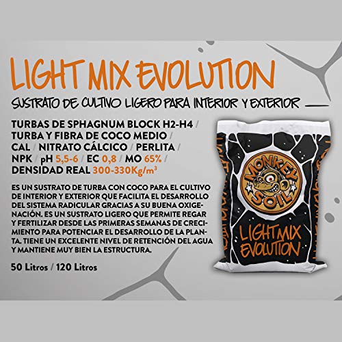 MONKEY SOIL Tierra para Plantas Marihuana 50L Exterior/Interior Sustrato Abono Universal Vegetal Cultivo Orgánico Cannabis - Turba Fibra Huerto Horticultura con Fertilizantes Bio Ecológicos