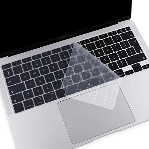 MOSISO Cubierta de Teclado Compatible con MacBook Air 13 2020 A2179 con Touch ID, Mágico Retroiluminado Skin Piel de Silicona Protectora Impermeable a Prueba de Polvo,Transparente