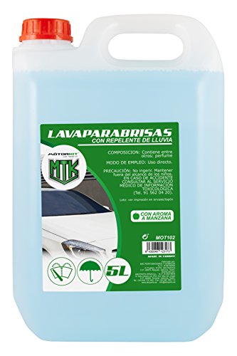 Motorkit MOT102 Lavaparabrisas con Repelente 5% manzana-2º Verano, 5 litros