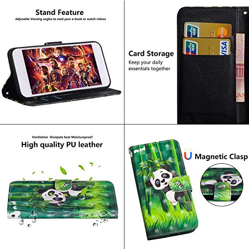 MRSTER Funda para Xiaomi Redmi Note 7, 3D Brillos Carcasa Libro Flip Case Antigolpes Cartera PU Cuero Funda con Soporte para Xiaomi Redmi Note 7. YX 3D Panda Bamboo