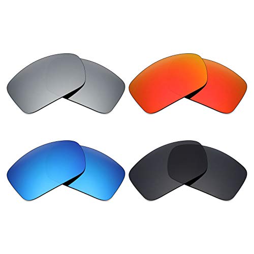 MRY 4 pares polarizadas lentes de recambio para Arnette Freezer AN4155 sunglasses-stealth negro/fuego rojo/hielo azul/plata titanio