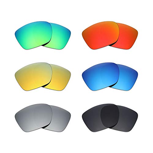 Mryok 6 pares de lentes polarizadas de repuesto para Oakley TwoFace XL Sunglass - Stealth Black/Fire Rojo/Ice Azul/Silver Titanio/Verde esmeralda/Oro 24K