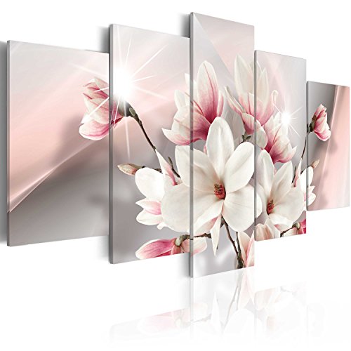 murando - Cuadro en Lienzo Magnolias Flores 200x100 - Impresión de 5 Piezas Material Tejido no Tejido Impresión Artística Imagen Gráfica Decoracion de Pared Naturaleza b-A-0217-b-m