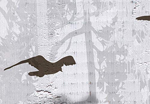 murando Fotomurales Tablas 350x256 cm XXL Papel pintado tejido no tejido Decoración de Pared decorativos Murales moderna de Diseno Fotográfico Pajaro gris Arboles f-C-0178-a-a