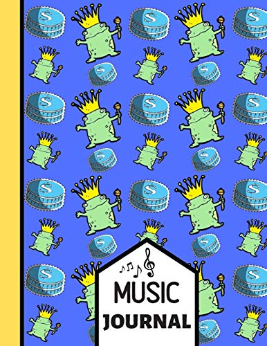 (MUSIC JOURNAL): Frog in a Gold Crown Bold Pattern Music Gift: Frog Songwriting Music Journal for Kids, Girls, Boys, Children