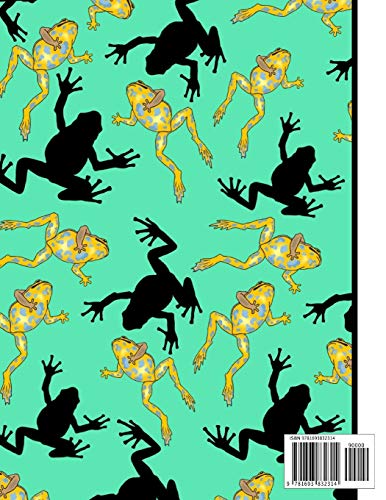 (MUSIC JOURNAL): 'Swimming Black and Gold Frogs' Green Pattern Music Gift: Frog Songwriting Music Journal for Teens, Children, Men and Women