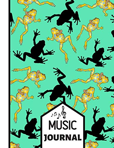 (MUSIC JOURNAL): 'Swimming Black and Gold Frogs' Green Pattern Music Gift: Frog Songwriting Music Journal for Teens, Children, Men and Women