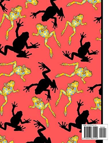 (MUSIC JOURNAL): 'Swimming Black and Gold Frogs' in Red Pattern Music Gift: Frog Songwriting Music Journal for Musicians, Guitarists, Men, Women