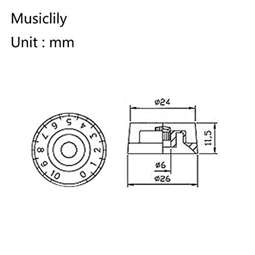 Musiclily Pro Imperial Pulgadas Tamaño Botones de Potenciómetros Forma Cilíndrica Perillas para USA Guitarra Eléctrica Les Paul Style, Negro (Juego de 4)