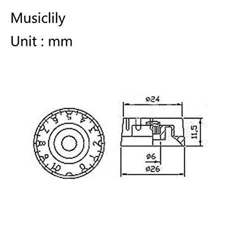 Musiclily Pro Imperial Pulgadas Tamaño Botones de Potenciómetros Forma Cilíndrica Perillas para USA Guitarra Eléctrica Les Paul Style, Negro (Juego de 4)