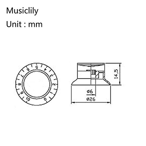 Musiclily Pro Imperial Pulgadas Tamaño Botones de Potenciómetros Reflector 2 Volumen 2 Tono Perillas Set para Guitarra Eléctrica USA Made Les Paul SG, Oro con Oro Top